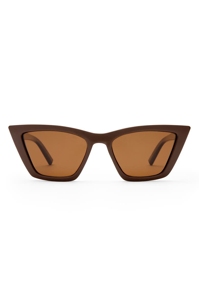 Le Specs Velodrom 54mm Cat Eye Sunglasses, Main, color, Cocoa / Brown Mono Polarized