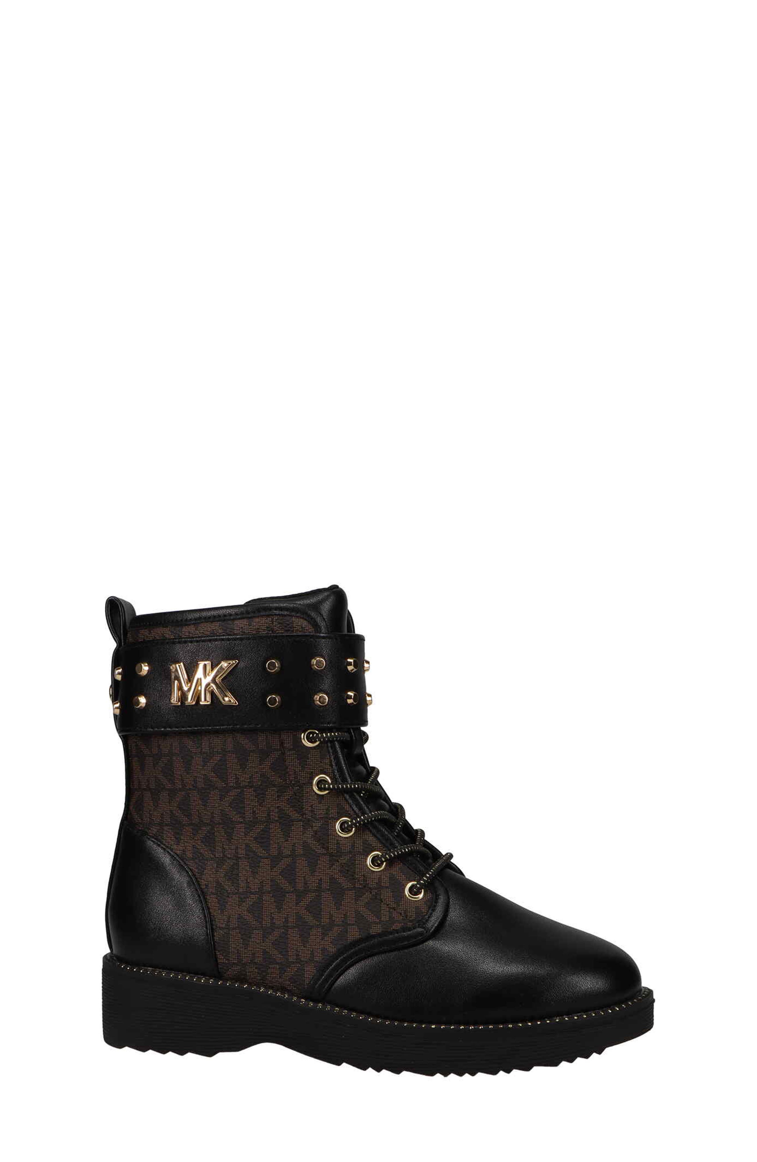 MICHAEL Michael Kors Haskell Studs Faux Patent Leather Boot, Alternate, color, 