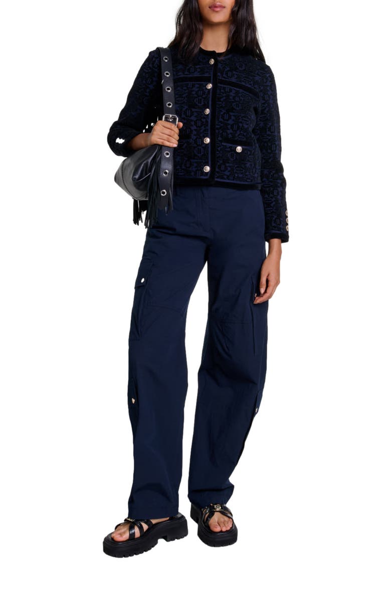 maje Velvet knit cardigan, Main, color,