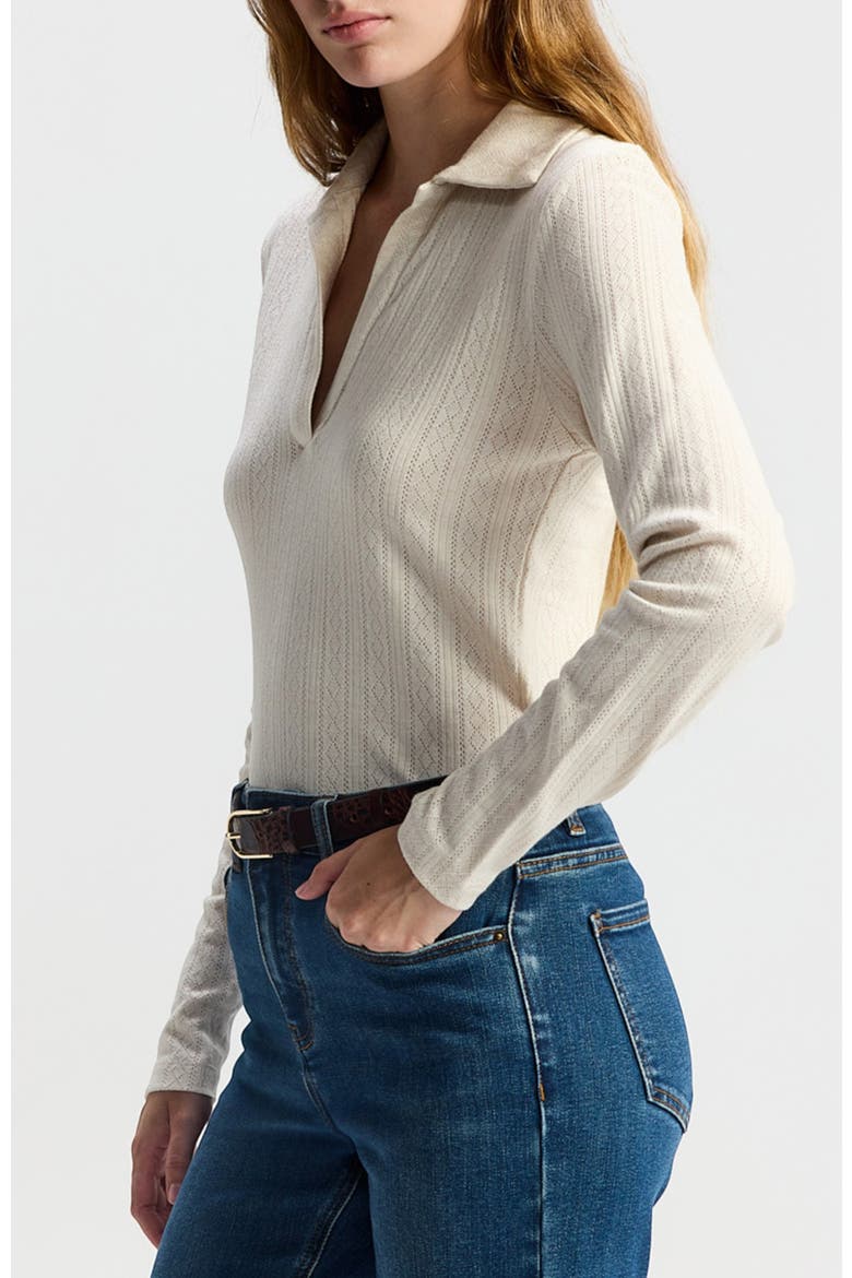 Daya Textured Knit V-neck Top, Alternate, color, Stone