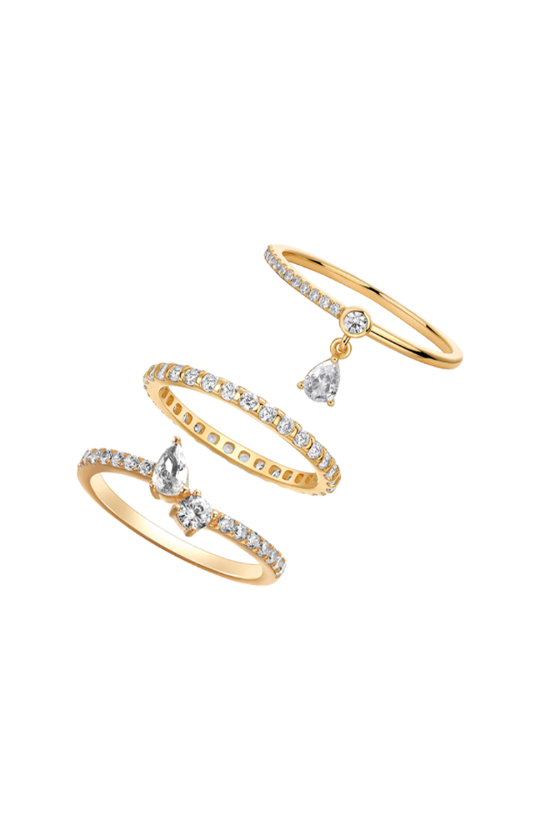 BY ADINA EDEN Solitaires & Teardrops Ring Combo Set, Main, color, 