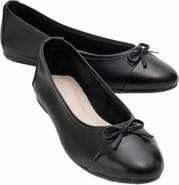 Forever & Always Shoes Rayne Cap Toe Leather Ballet Flats