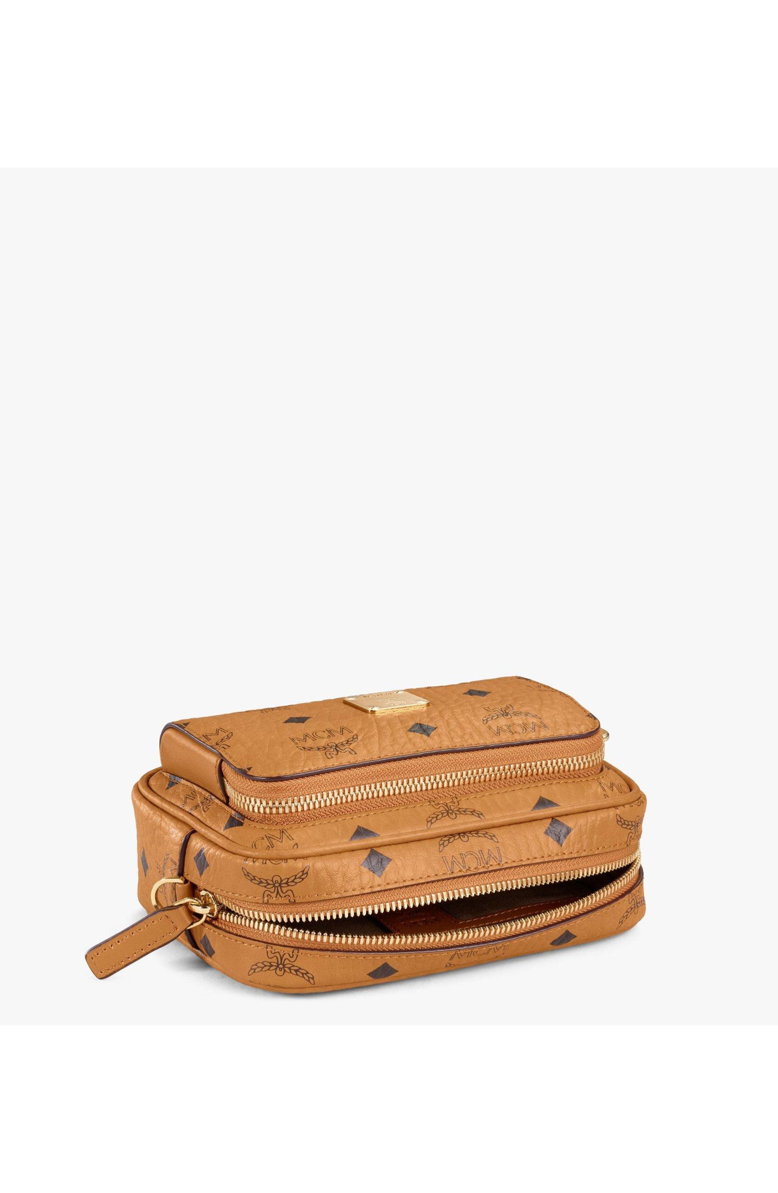 MCM Aren Crossbody in Visetos, Alternate, color, Cognac