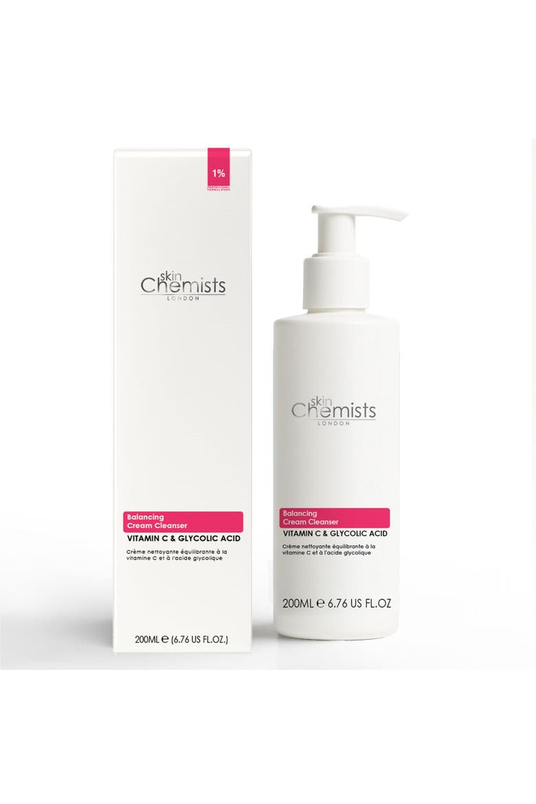 Balancing Vitamin C & Glycolic Acid Cream Cleanser 200ml for Acne & Blemishes, Large Pores, Alternate, color, White