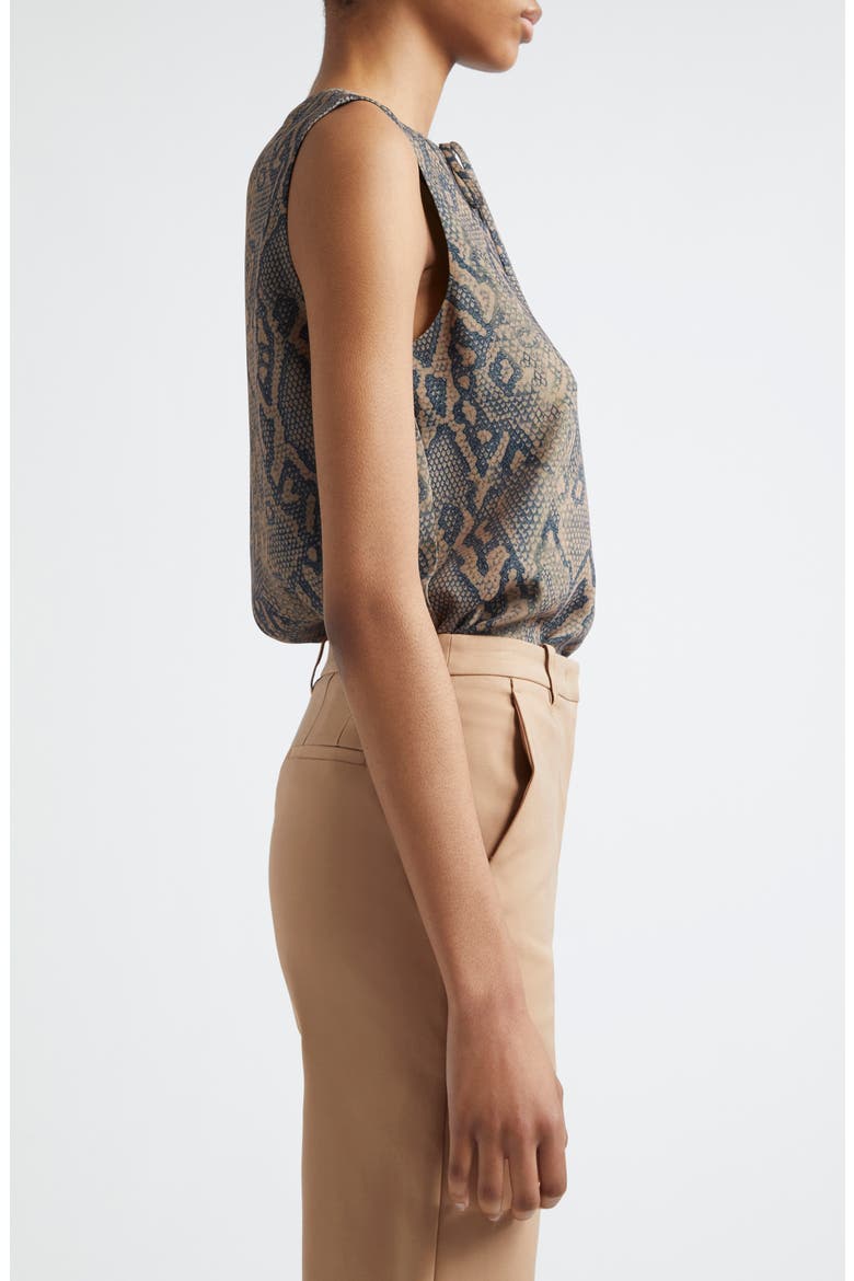 Snakeskin Print Tie Neck Sleeveless Top, Alternate, color, MULTI