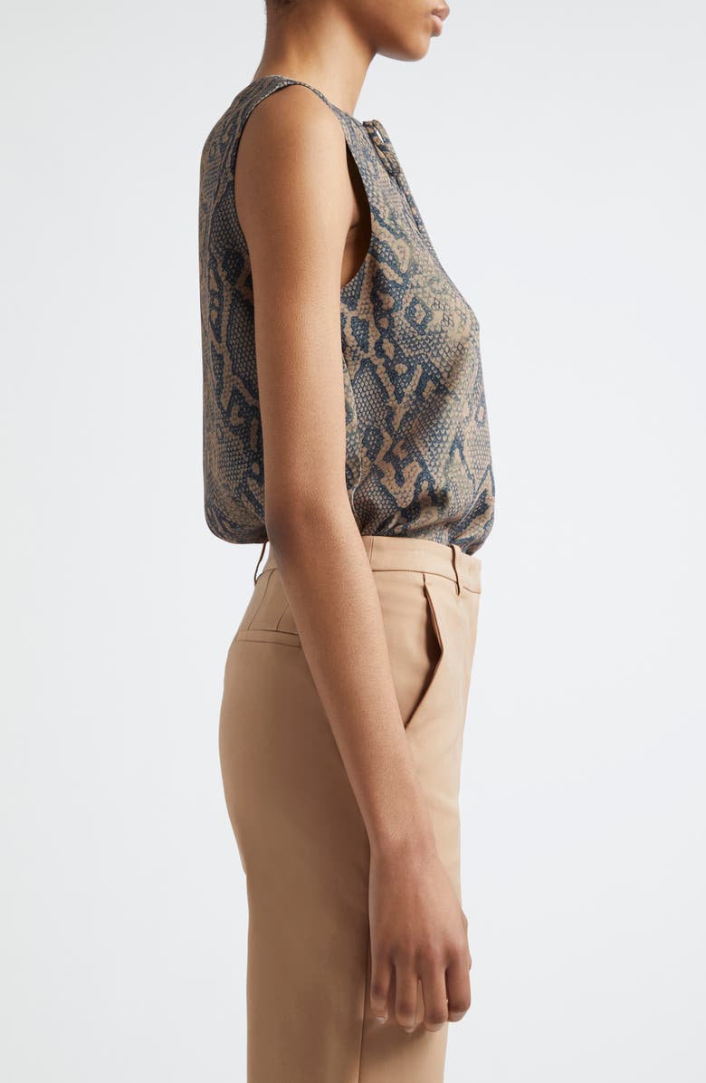 Emporio Armani Snakeskin Print Tie Neck Sleeveless Top, Alternate, color, Multi