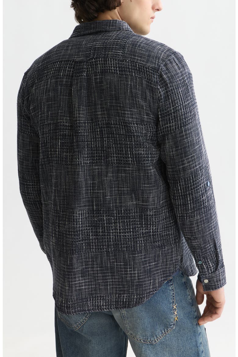 Woven Waffle Button-Up Shirt, Alternate, color, SKY CAPTAIN