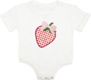 Sweet Wink Strawberry Patchwork Short Sleeve Romper
