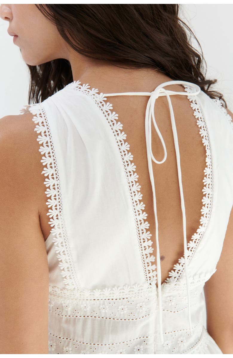 H&M Picot-trimmed Cotton Dress, Alternate, color, White