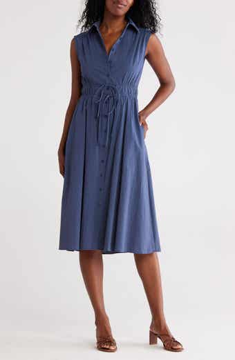 STITCHDROP Block Island Sleeveless Cotton Shirtdress