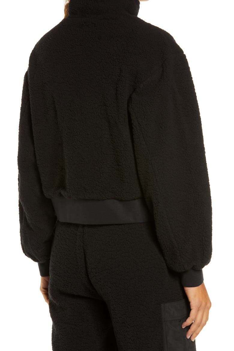 High Pile Fleece Hooded Jacket, Alternate, color, BLACK