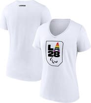 FANATICS Women's White LA 2028 Summer Olympics Logo Pride V-Neck T-Shirt