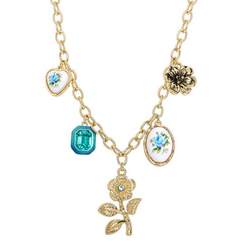 Gold-Tone Necklace for Women with 5 Pendants