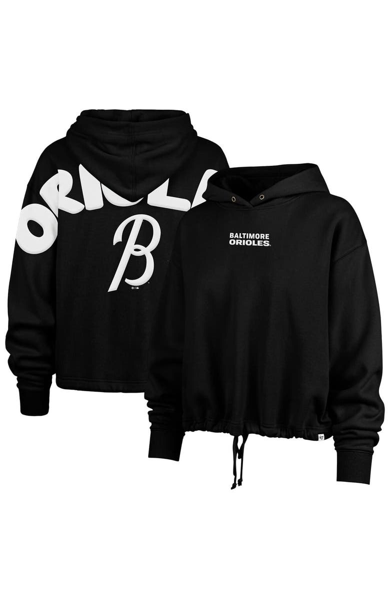 '47 Women's '47  Black Baltimore Orioles City Connect Venice Cropped Pullover Hoodie, Alternate, color, 