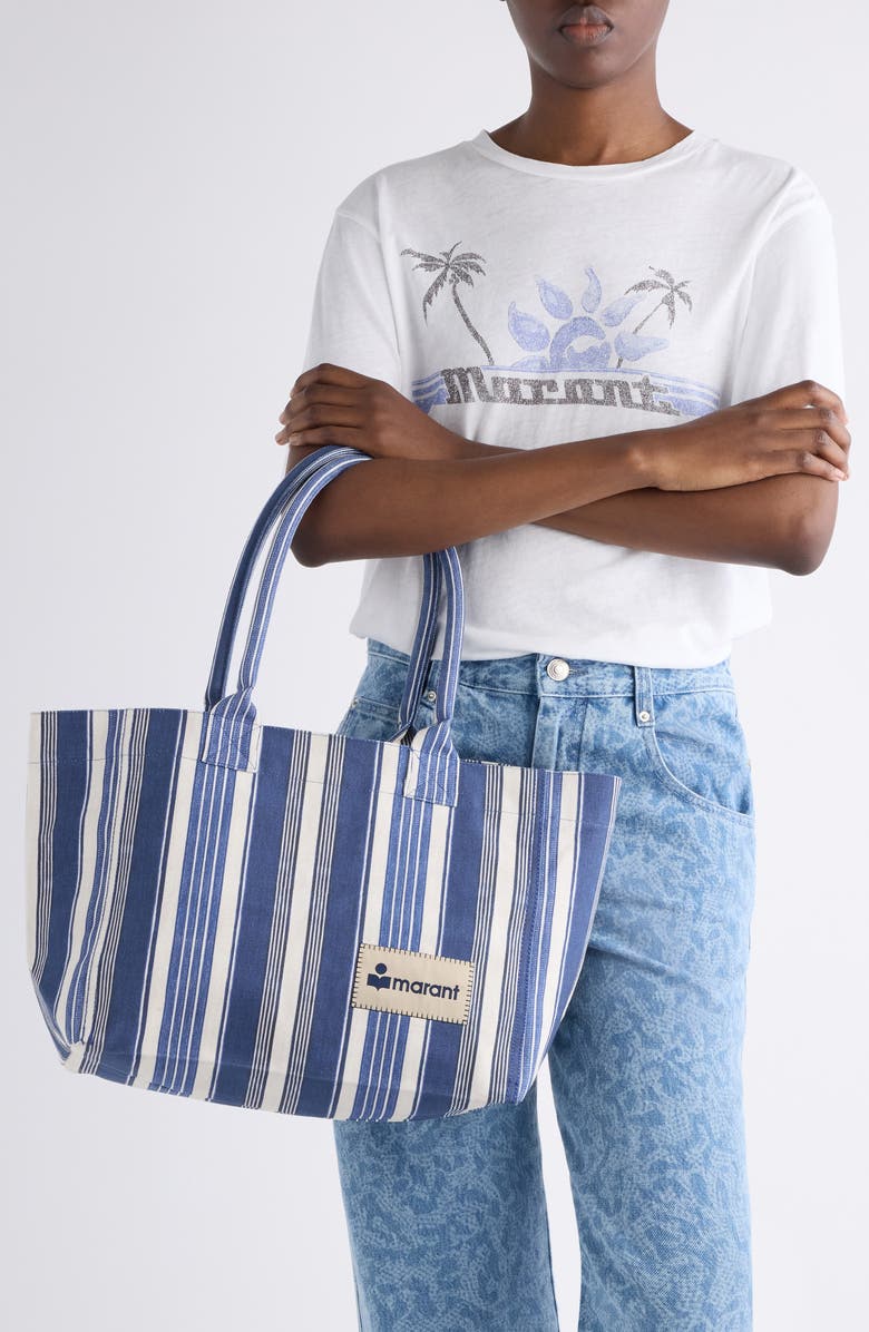 Isabel Marant Small Yenky Stripe Canvas Tote, Alternate, color,