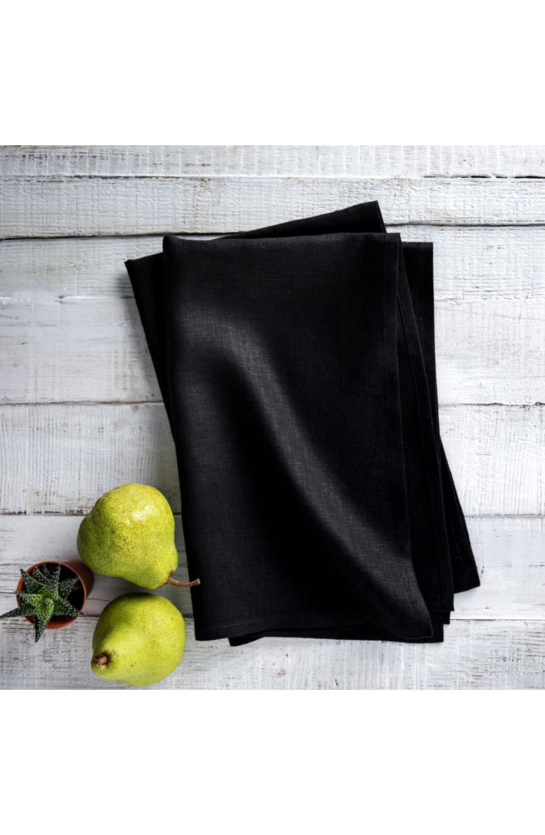 Solino Home Linen Kitchen Towels - Kitchen Linen, Alternate, color, Black