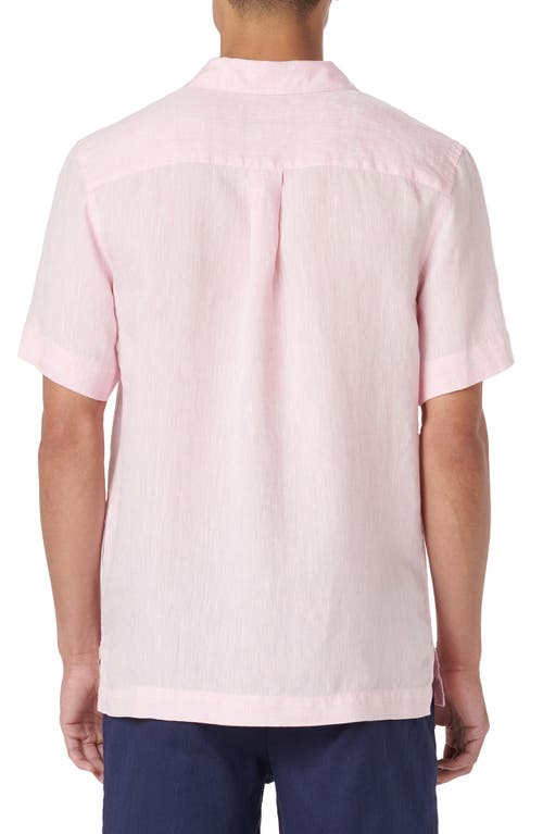 Bugatchi Linen Camp Shirt In Pink