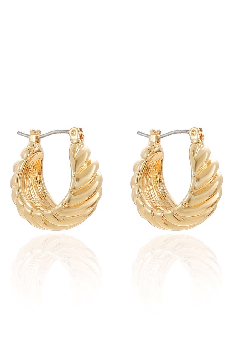 Ettika Mini Twist Hoop Earrings, Alternate, color, Gold