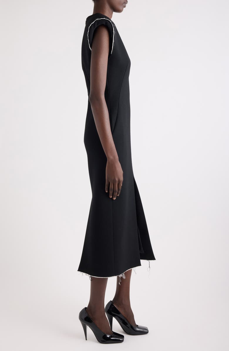 Givenchy Raw Edge Wool Blend Crepe Sheath Dress, Alternate, color, Black