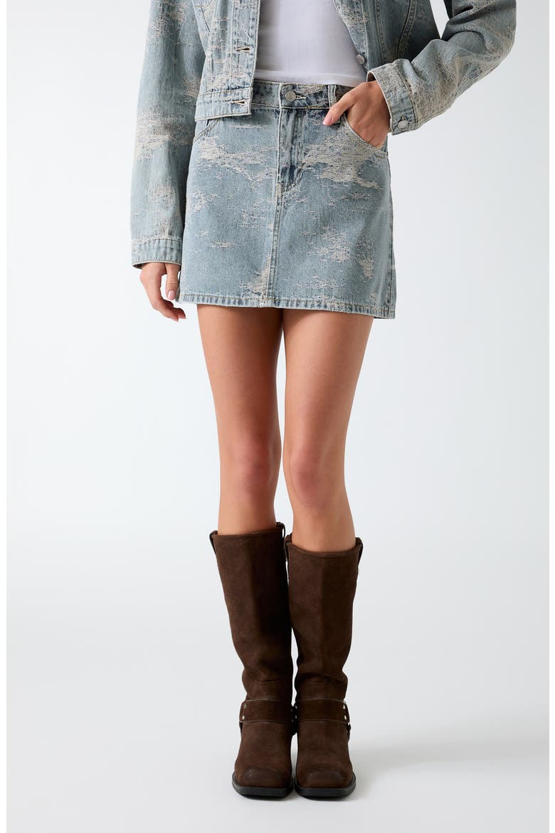 Faith Distressed Miniskirt, Main, color, LIGHT WASH