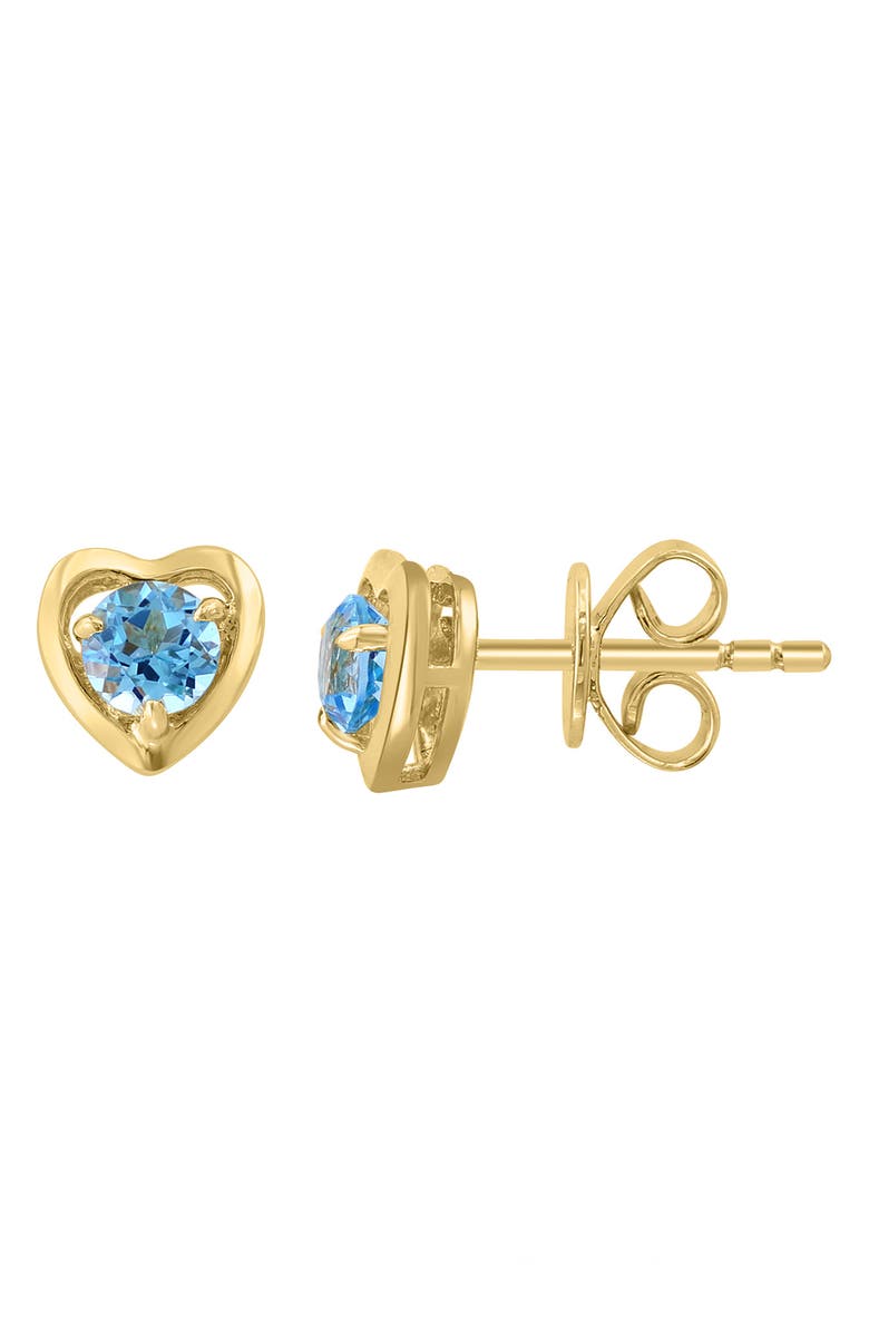 EFFY Round Blue Topaz Heart Stud Earrings, Alternate, color, Blue