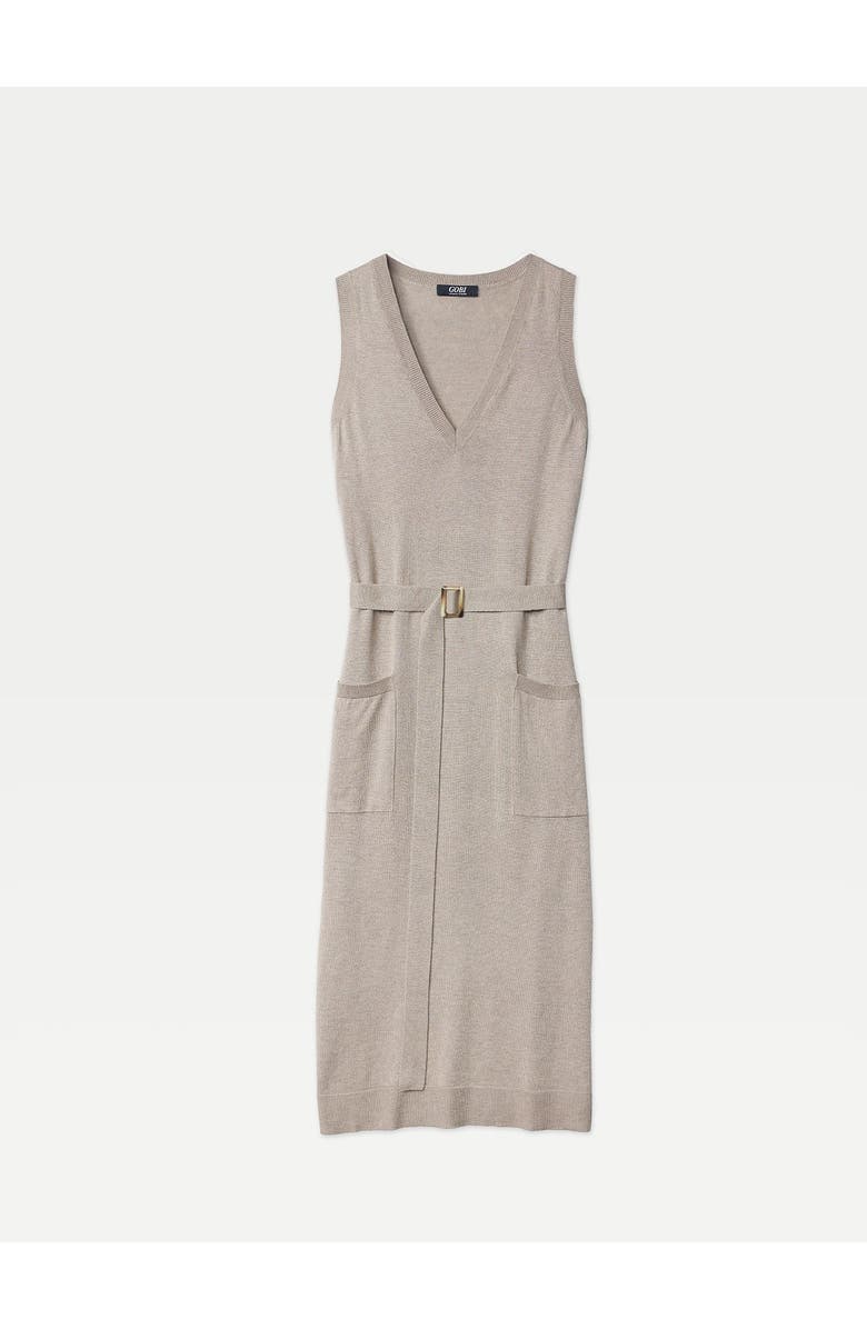 GOBI Mongolian Cashmere V-neck Silk Cashmere Dress, Main, color, Nomad