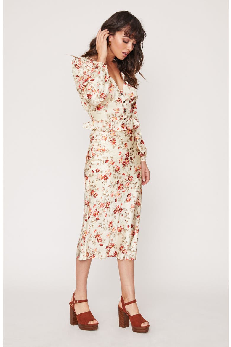 Roaming the Riviera Floral Print Midi Skirt, Alternate, color, SIENNA MULTI