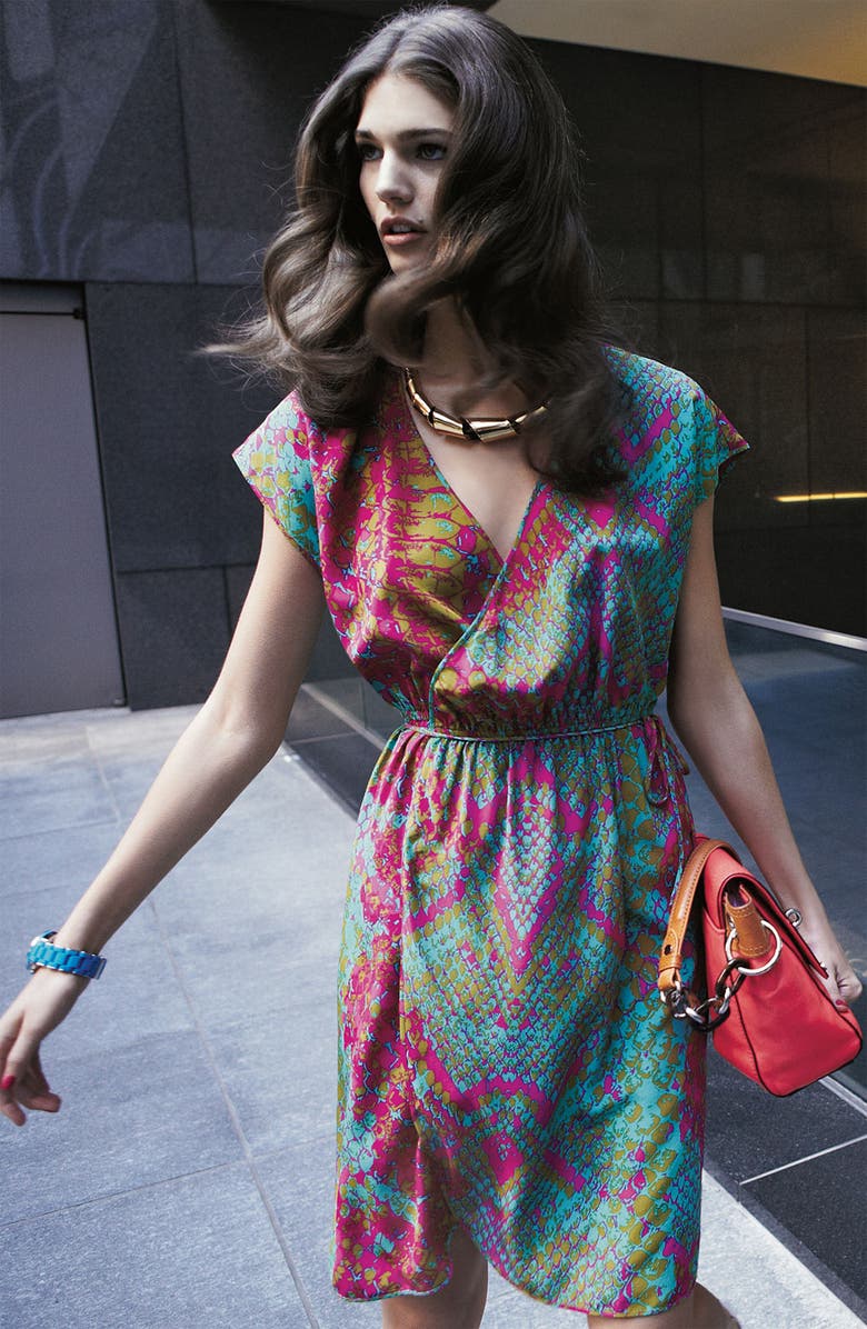 Presley Skye Snake Print Silk Crêpe de Chine Dress, Alternate, color, 