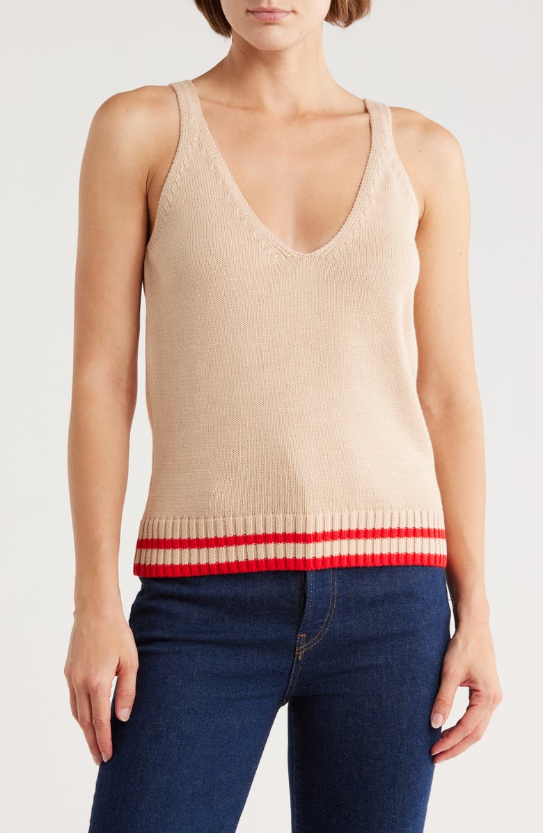 525 Varsity Cotton Sweater Tank, Main, color, Oat Multi