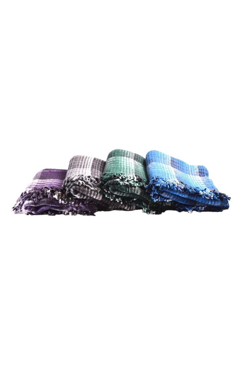 Recycled Plaid Yoga Blanket, Alternate, color, Black