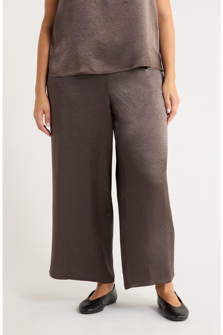 Crinkle Satin Wide Leg Ankle Pants, Main, color, RYE
