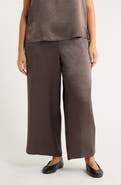 Eileen Fisher Crinkle Satin Wide Leg Ankle Pants