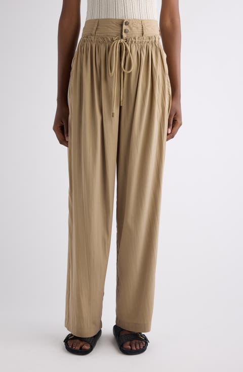 Inaya High Waist Gathered Straight Leg Pants