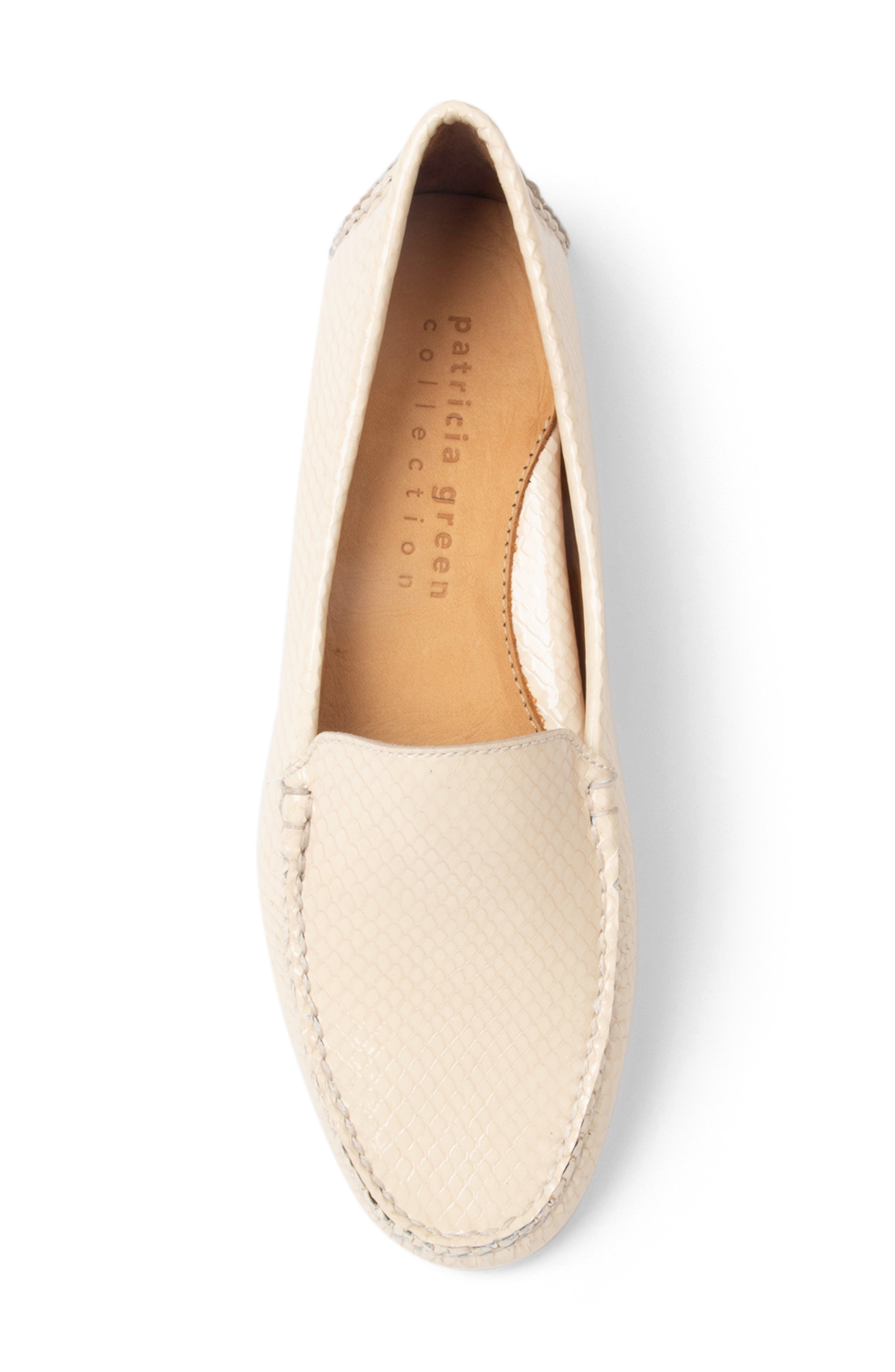 patricia green Jillian Snake Embossed Driving Shoe, Alternate, color, Cream Snake Leather