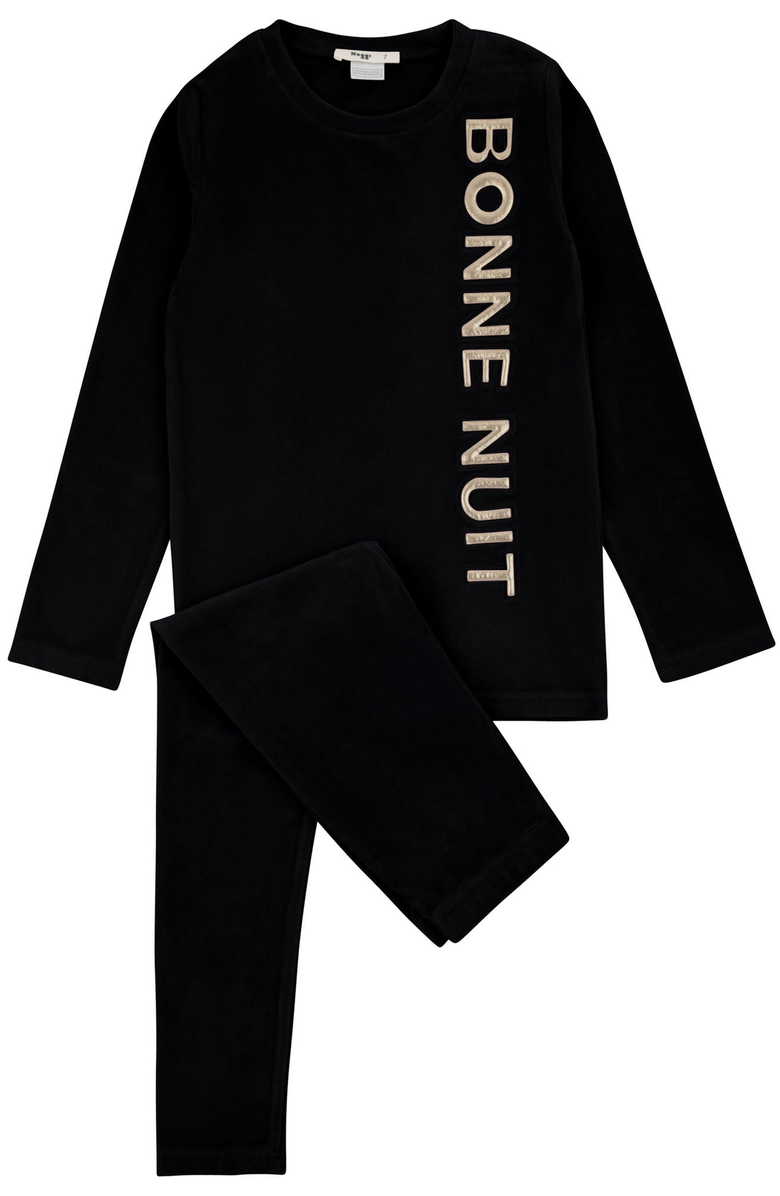 NoggiWear Velour Puffy Letters Loungewear Set, Main, color, Black