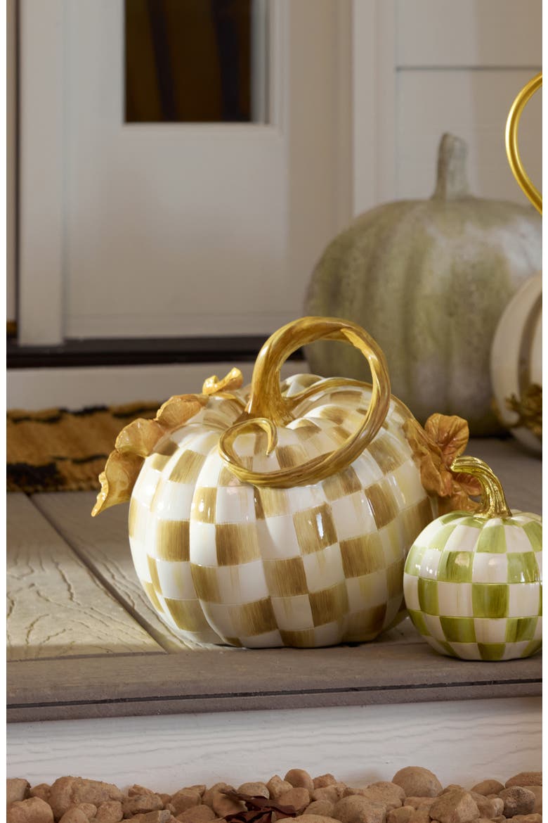 Mocha Check Twisted Stem Pumpkin, Alternate, color, BROWN