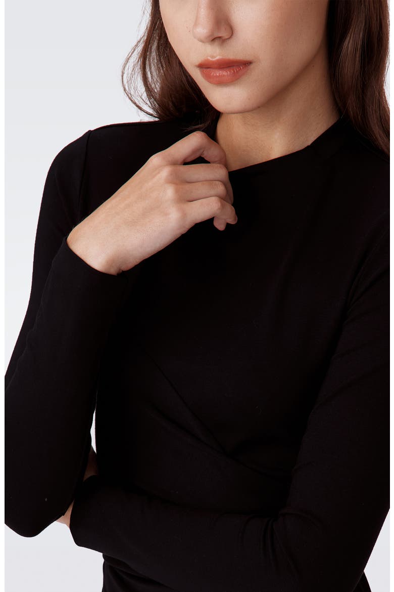 Finan Long Sleeve Wrap Dress, Alternate, color, BLACK