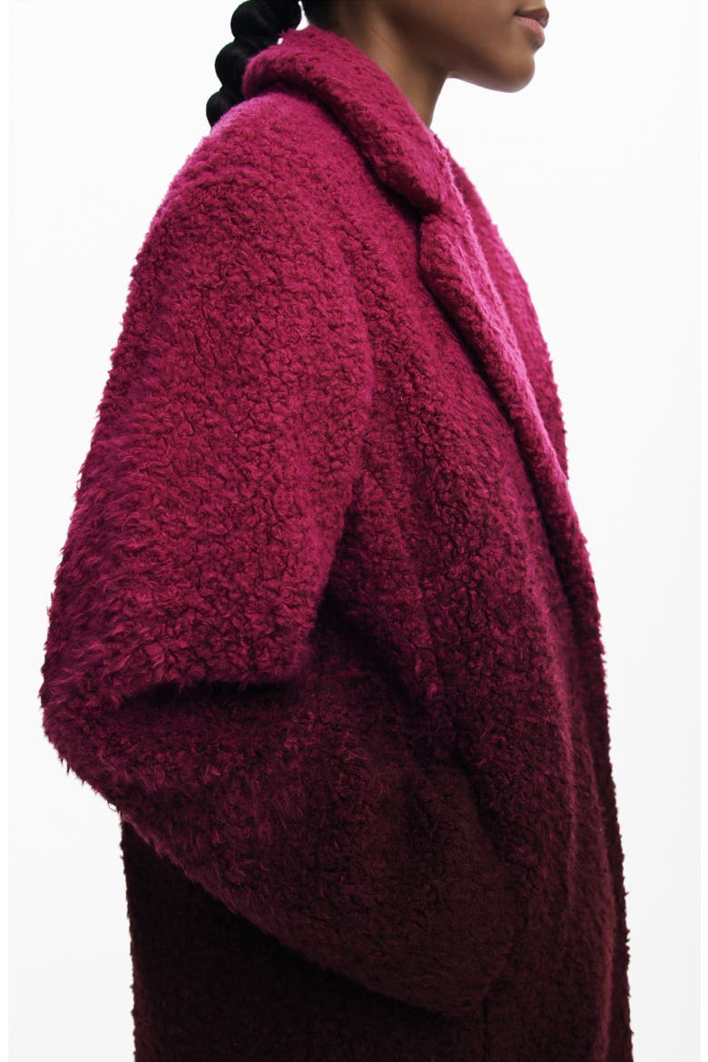 Ombré Faux Fur Longline Coat, Alternate, color, DARK PINK