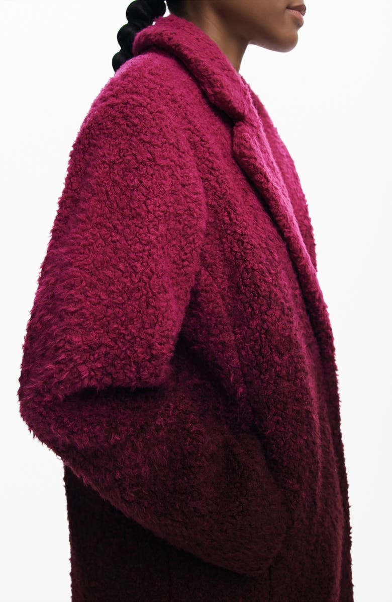 Desigual Ombré Faux Fur Longline Coat, Alternate, color, Dark Pink