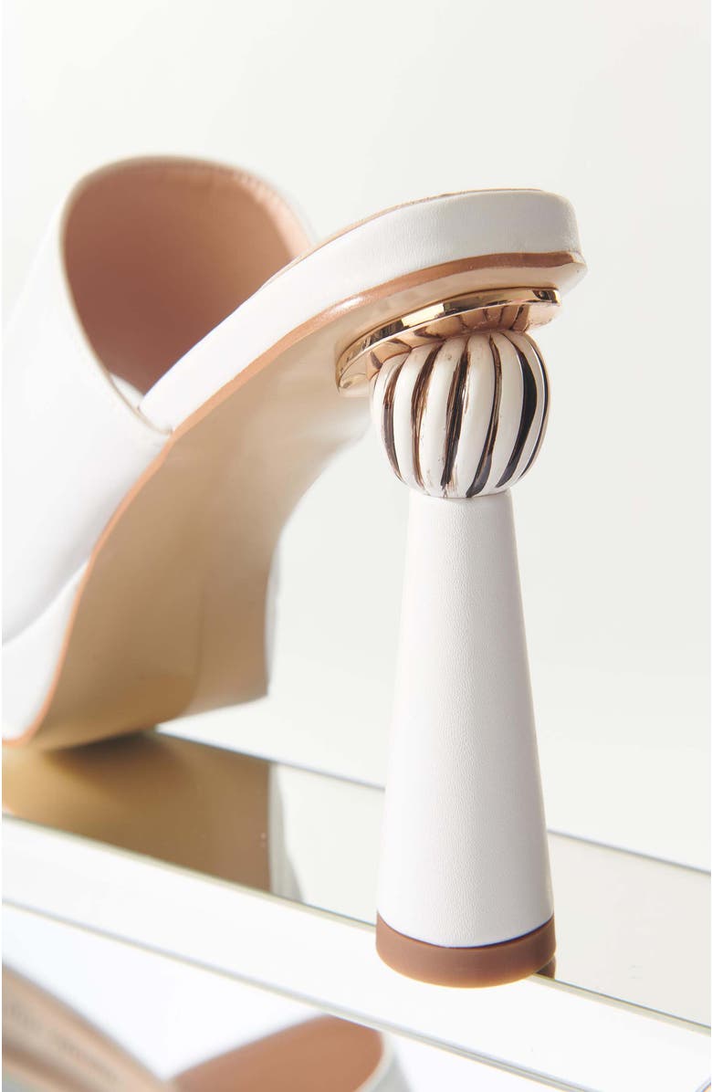 Unique Vintage Leatherette Spiral Ball Mule Heels, Alternate, color,