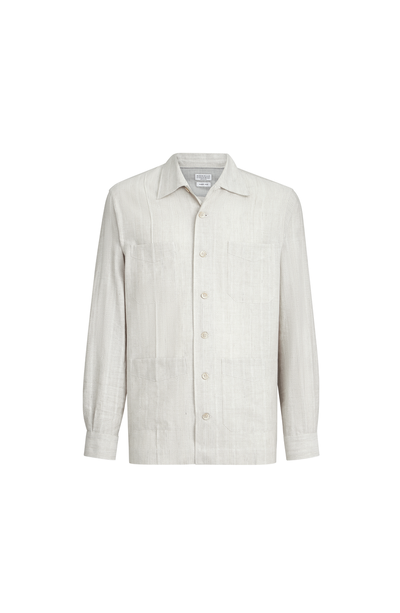 Brunello Cucinelli Cotton and linen guayabera, Alternate, color, Rope