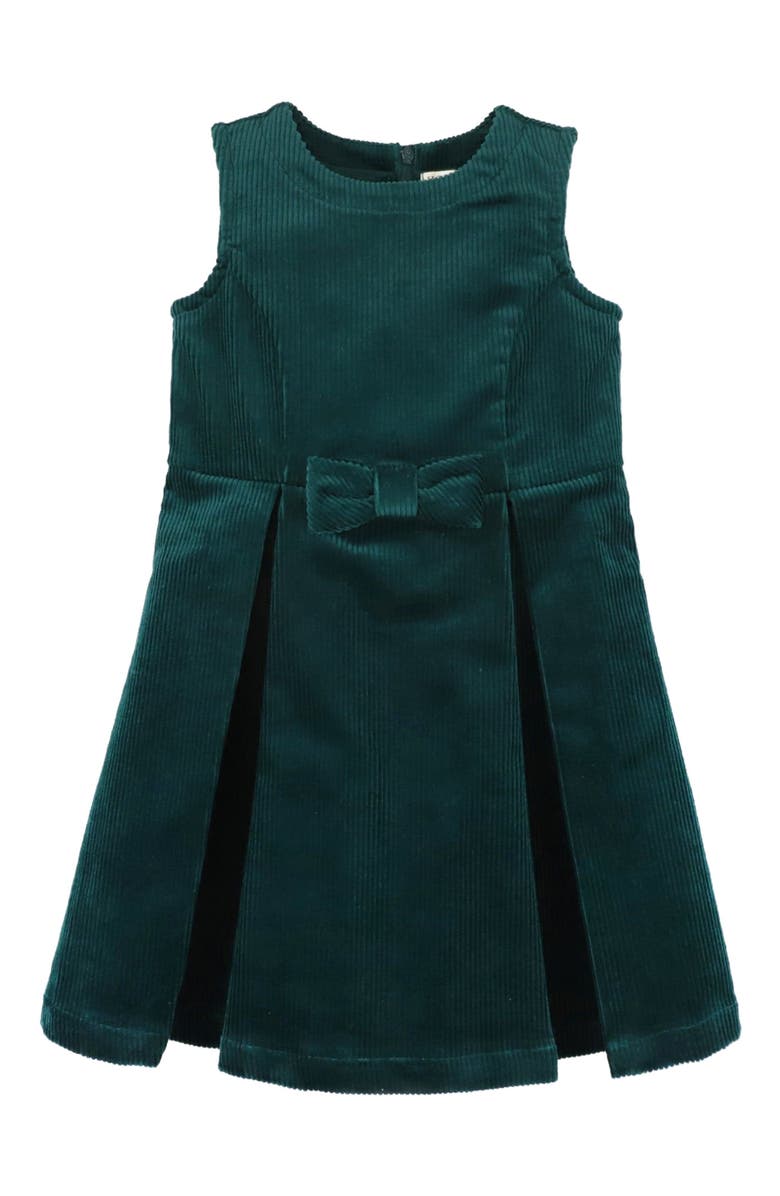 Hope & Henry Girls' Bow Front Jumper, Kids, Main, color, Deep Green Corduroy