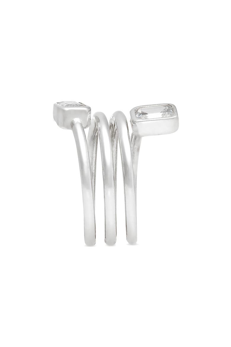 Emerald Cut Spiral Statement Ring, Alternate, color, SILVER/ WHITE