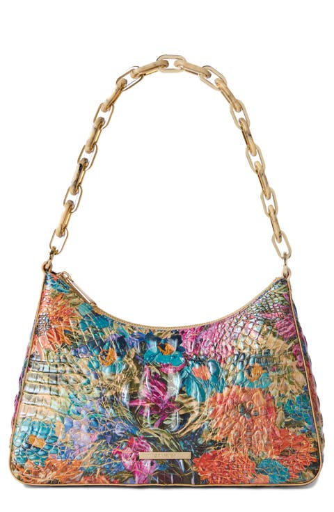 Mod Esme Floral Croc Embossed Leather Shoulder Bag