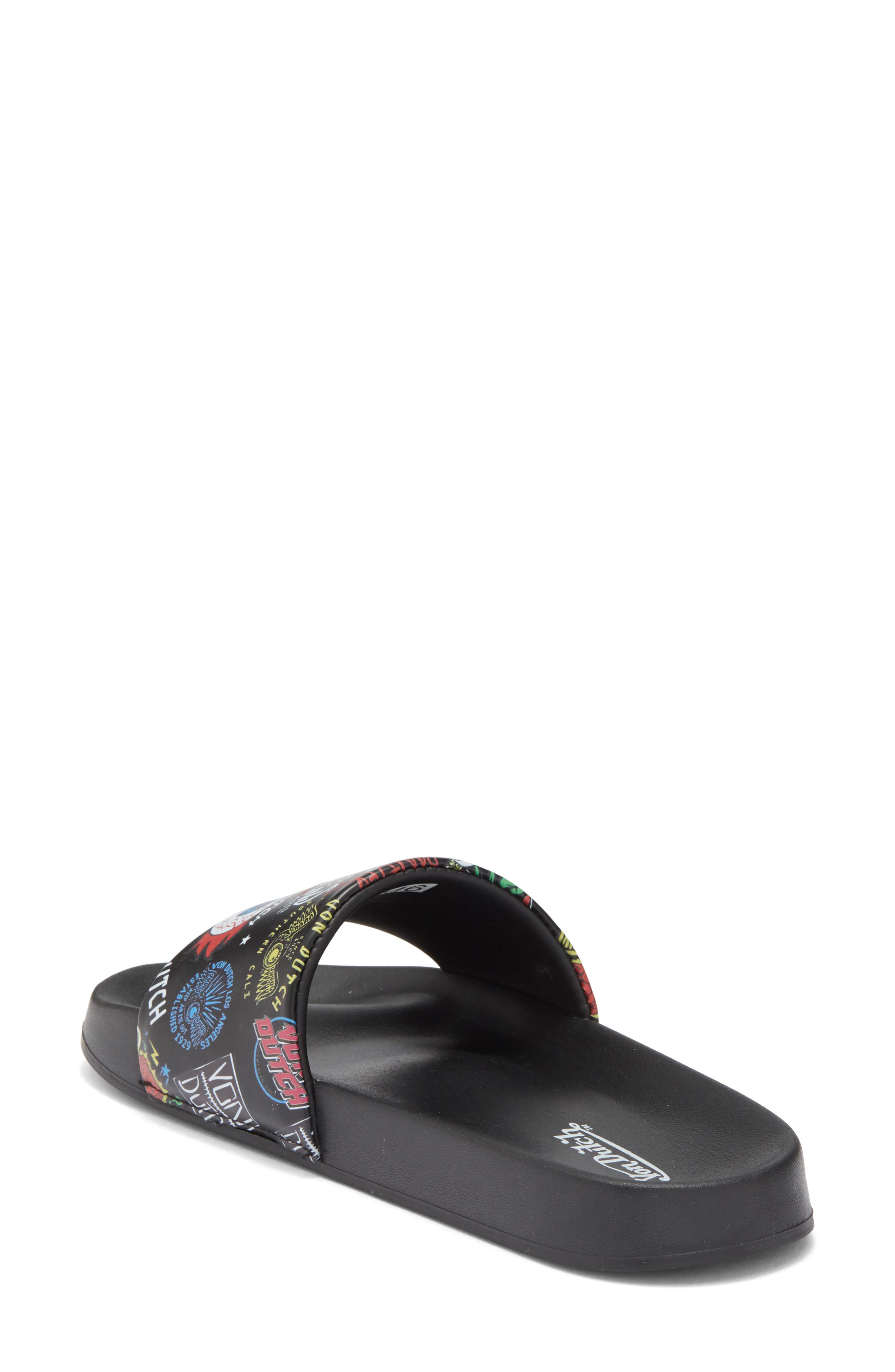 Von Dutch Logo Print Slide Sandal, Alternate, color, Black