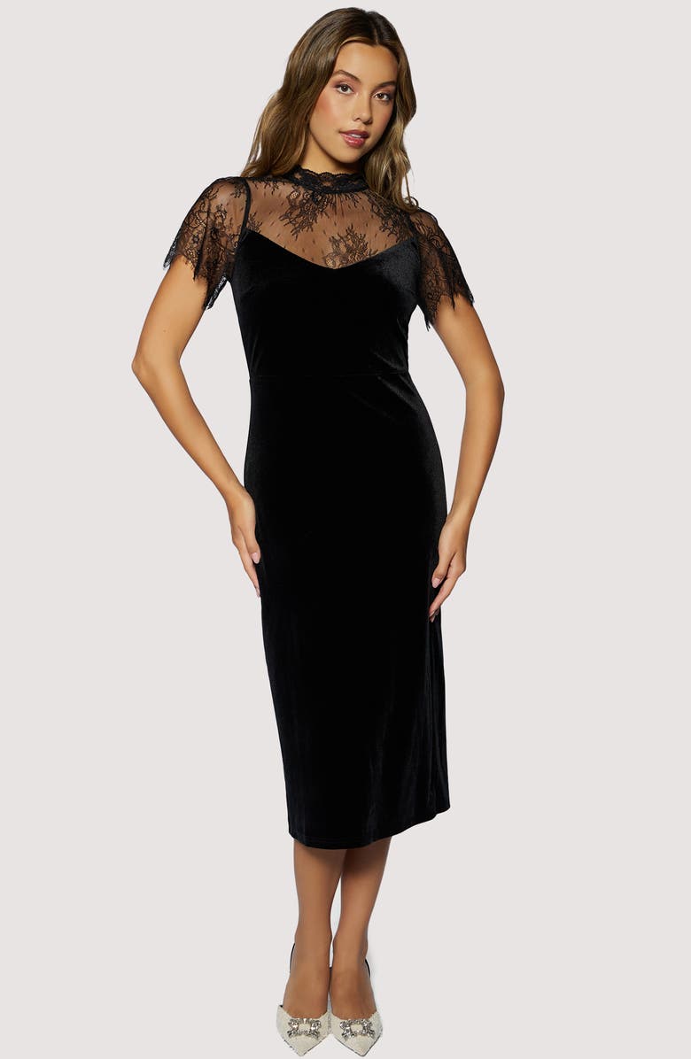 Lost + Wander Fiorella Lace Velvet Maxi Dress, Alternate, color, Black