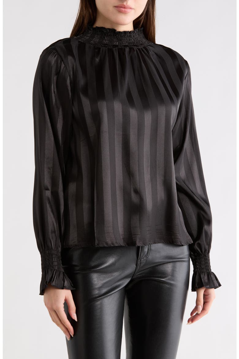 Stripe Long Sleeve Top, Main, color, BLACK