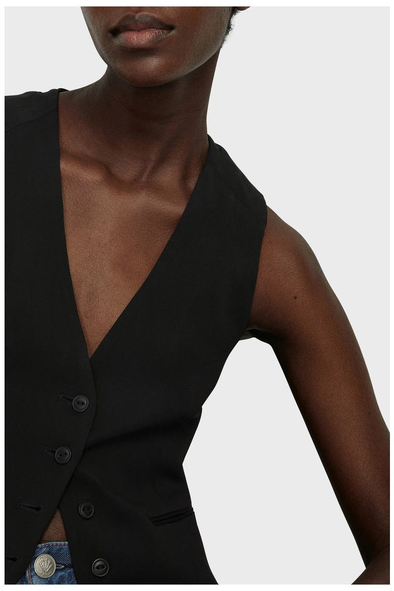 Priya Crepe Vest, Alternate, color, BLACK