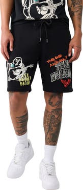 True Religion Sketched Logo Fleece Sweat Shorts