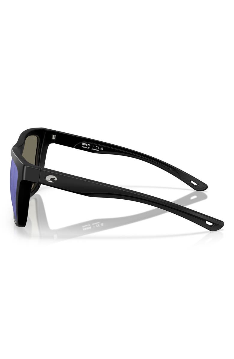 Costa Del Mar 57mm Polarized Mirrored Rectangular Sunglasses, Alternate, color, Matte Black/ Blue Mirror 580G